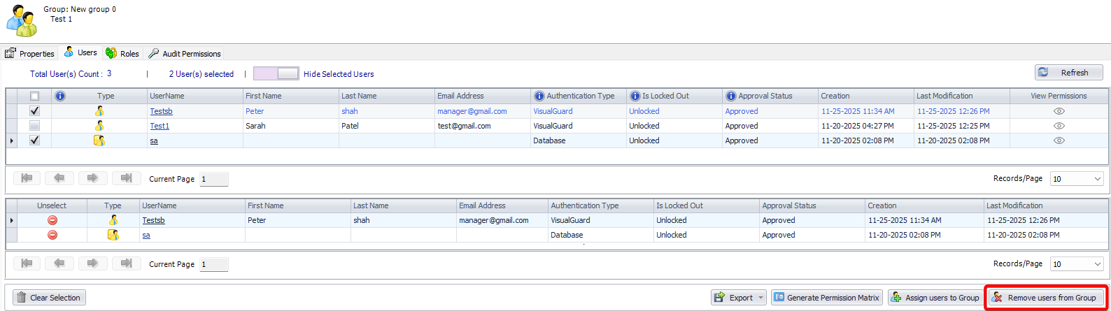 Edit the Users Assigned to a Group – Visual Guard