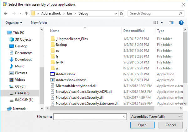 New Winform Application – Visual Guard