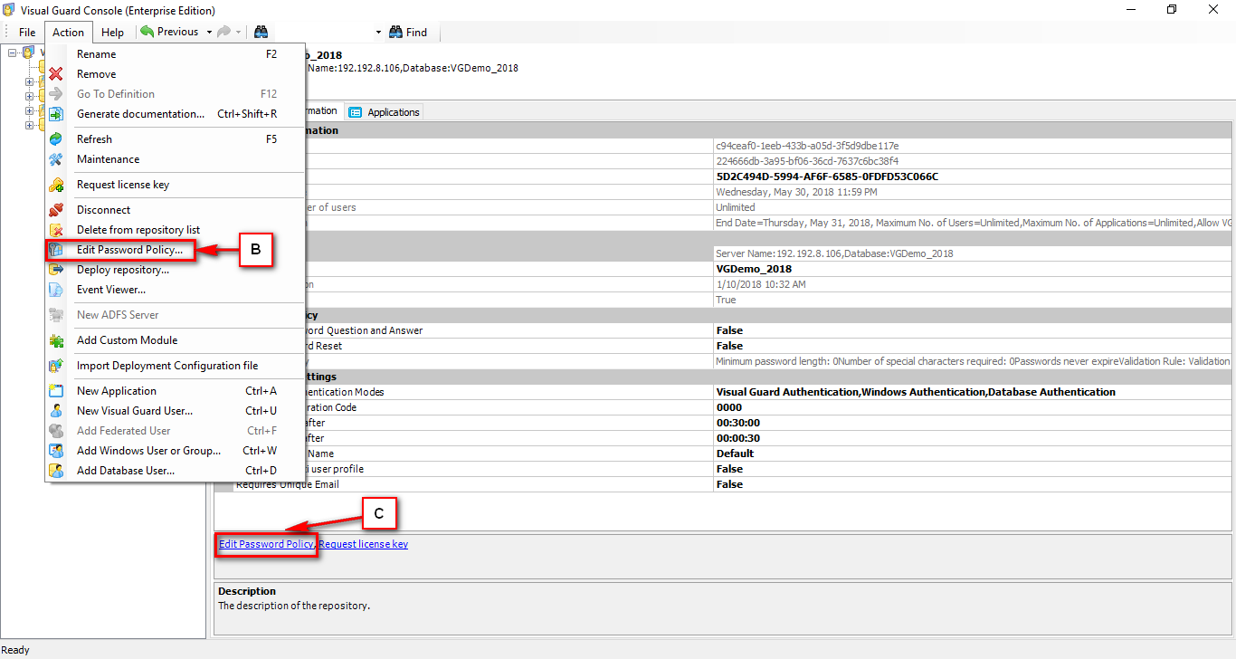 Edit Password Policy – Visual Guard