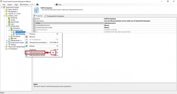Edit Permission List – Visual Guard