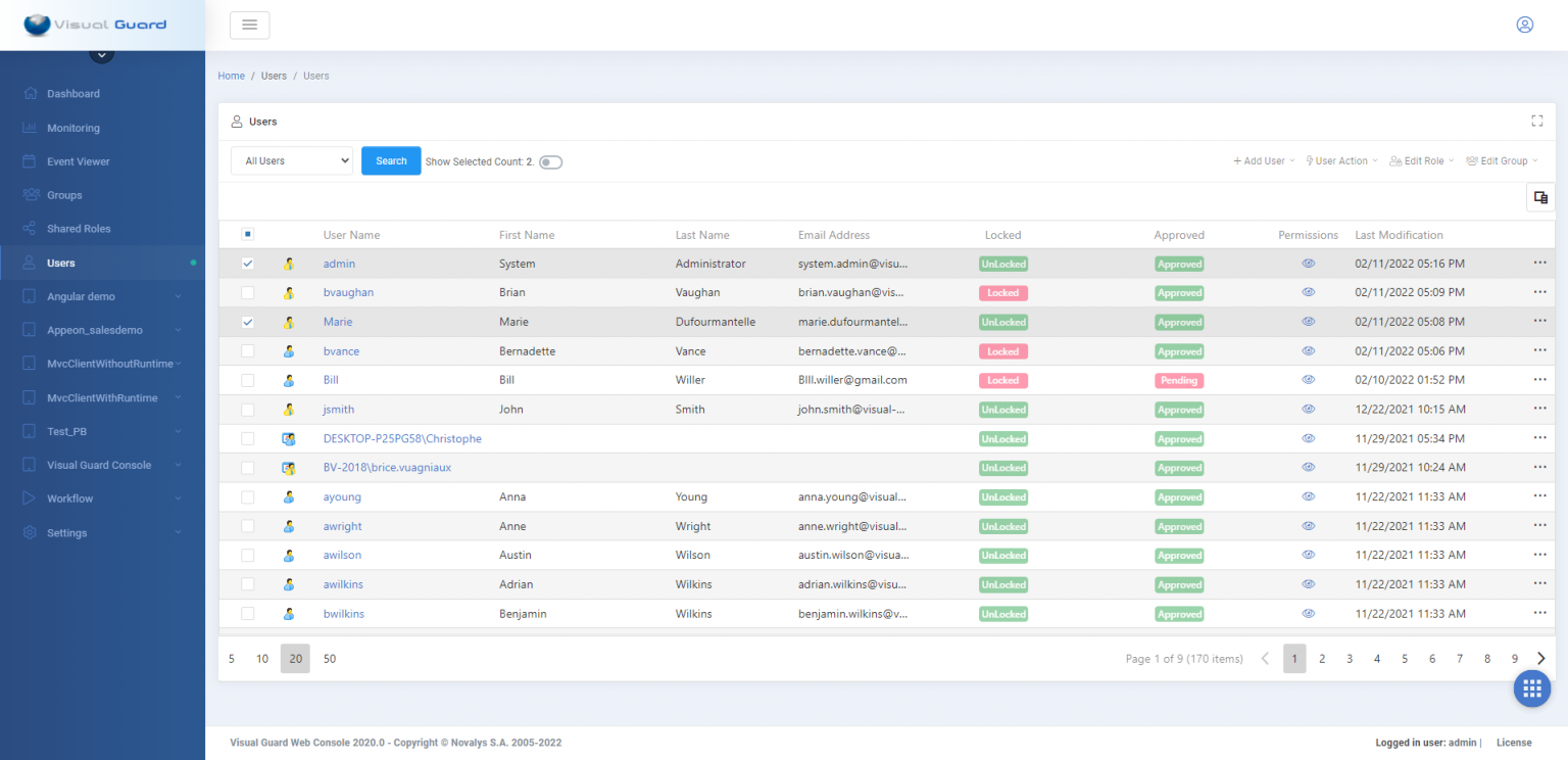 WebConsole – Visual Guard