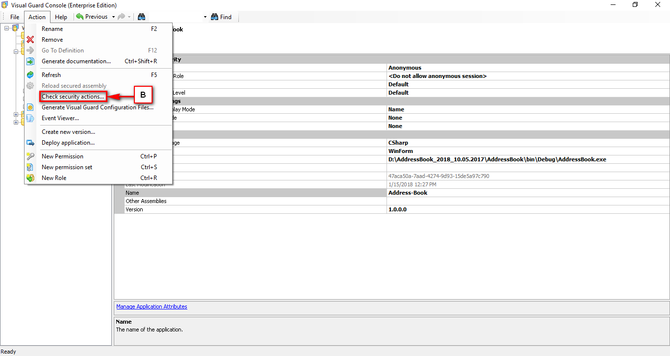 Check Security Actions – Visual Guard