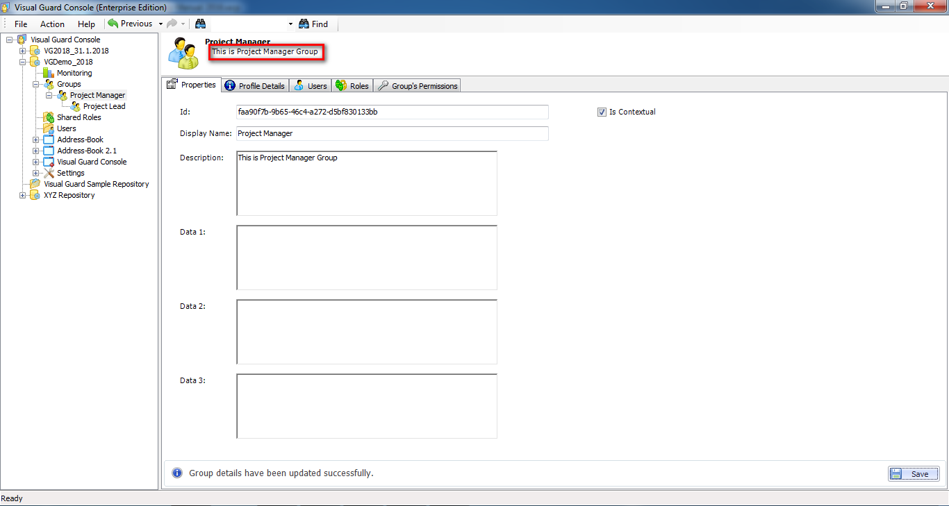 Edit Group Properties – Visual Guard