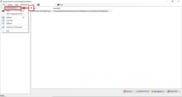 Add an Existing Repository (Oracle) – Visual Guard