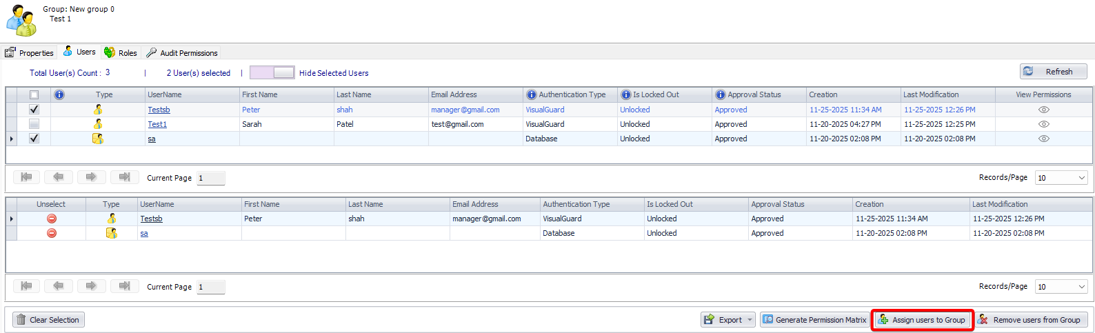 Edit the Users Assigned to a Group – Visual Guard